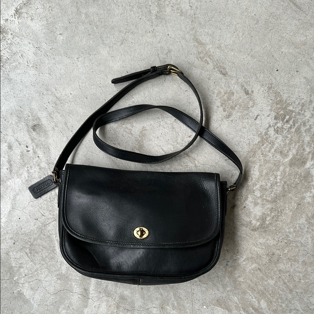 Coach city flap vintage usa Black Leather Crossbody Bag